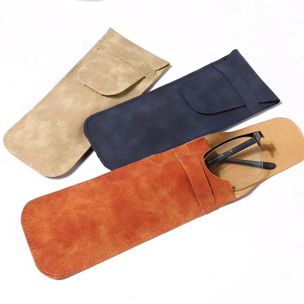

Covered PU Leather Glasses Bag Elegant Soft Velvet Lining Portable Rectangle Female/Male