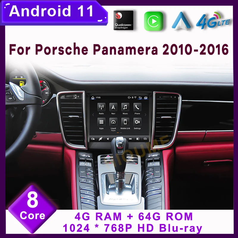 

Android 11 Snapdragon 8Core 4+64GB Car Radio GPS for Porsche Panamera 2010-2016 with IPS HD Screen DSP 4G carplay 4GLTE