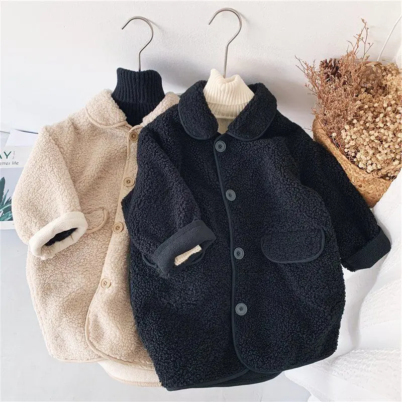 

Children's Clothing 2022 Winter New Children's Reflective Jacket Baby Long Section Boys Plus Velvet Padded Jacket Casual Cotton