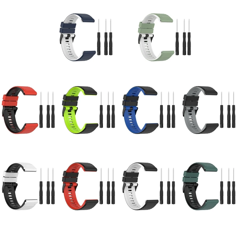 

Силиконовый ремешок для наручных часов 2022, двухцветный ремешок, ремешок для наручных часов 22 мм для Garmin Fenix 6 GPS/6 PRO GPS/6 Sapphire GPS