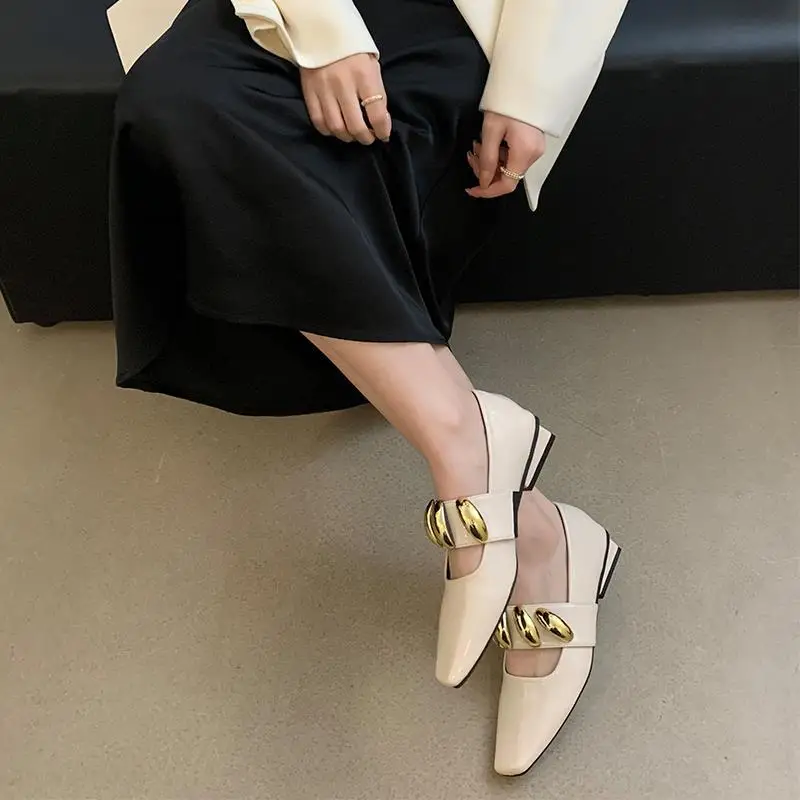 Повседневная женская обувь элегантная Modis с квадратным носком лето 2024 новое