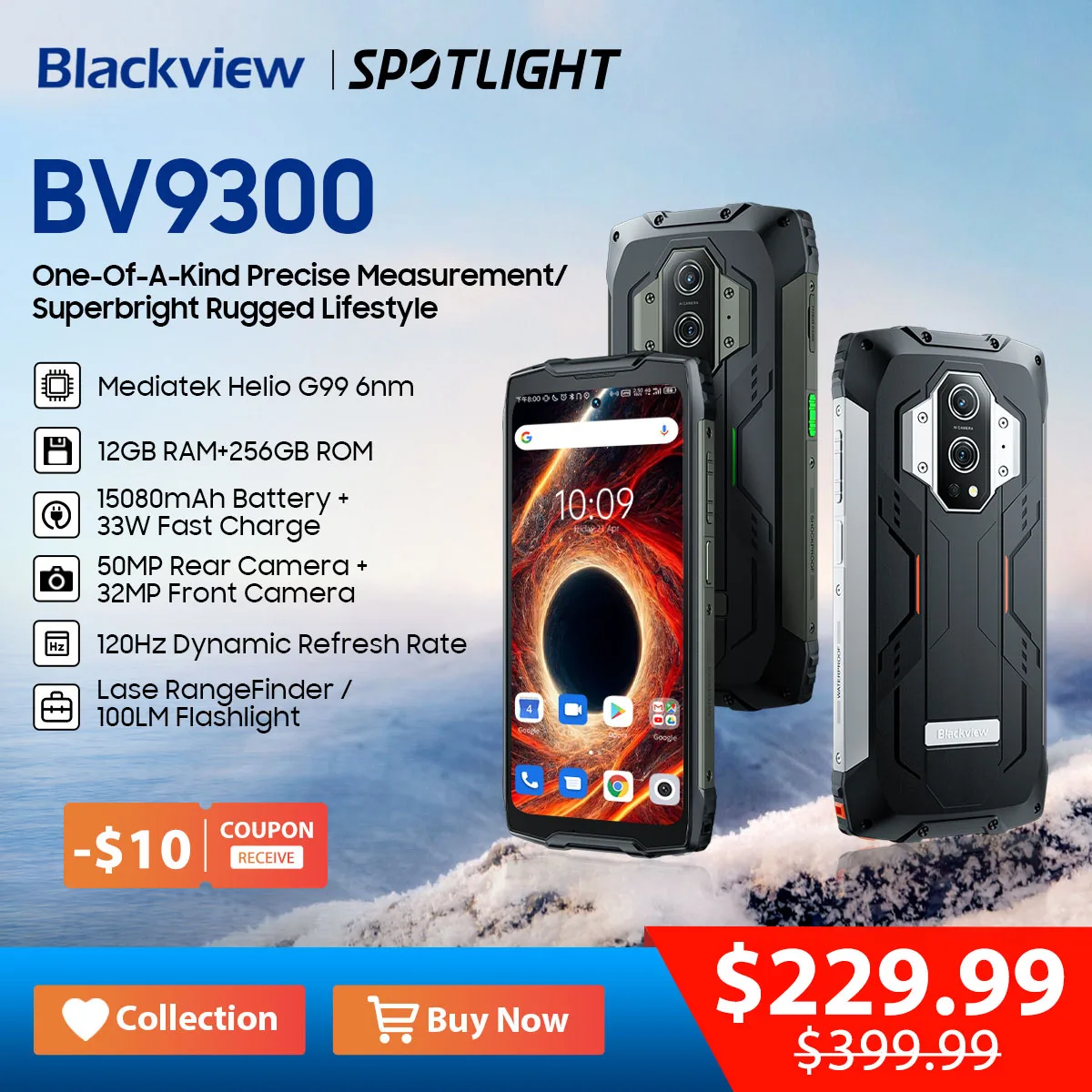 [Nuovo] Blackview Bv9300 G99 Smartphone Robusto 21Gb 256Gb 6.7 "120Hz 15080Mah Misurazione Laser Cellulare Cellulare Cellulare Globale