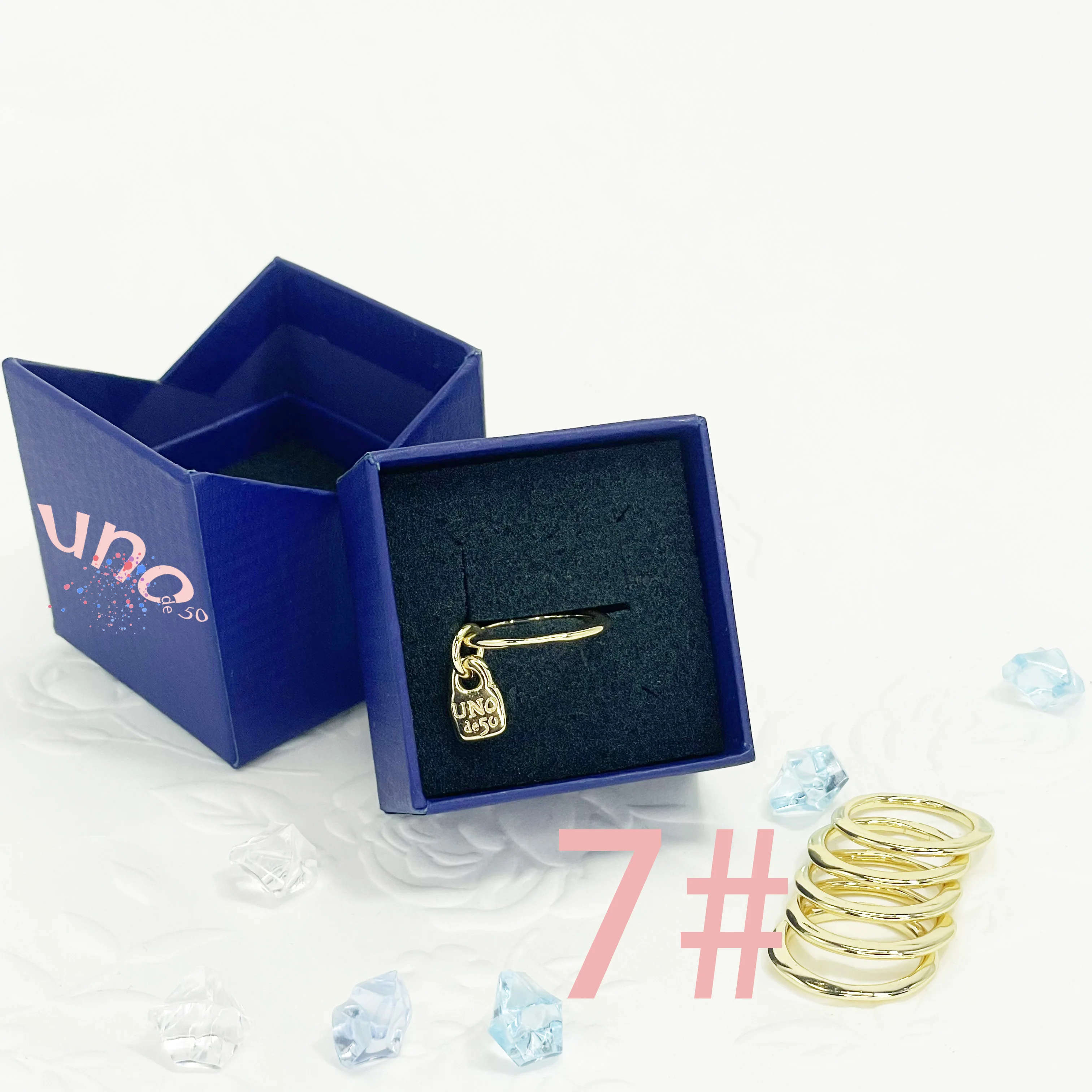 UNOde50 2023 Новое Европейское И Американское Трендовое Шестирядное Золотое Кольцо