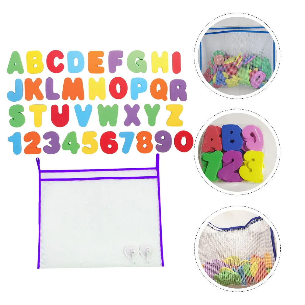 

1 Set Letters Numbers Bath Suction Bag Bathroom Opening Holder Educational Bathtub Alphabet for Home Shop
