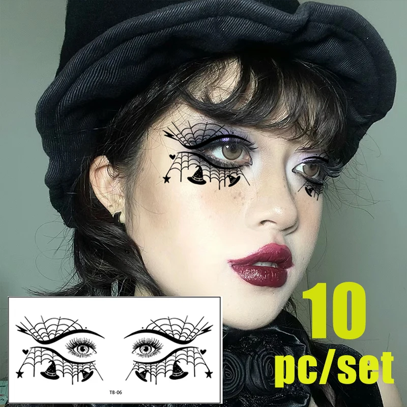 Водостойкая долговечная татуировка на угол глаз Хэллоуин наклейка 10