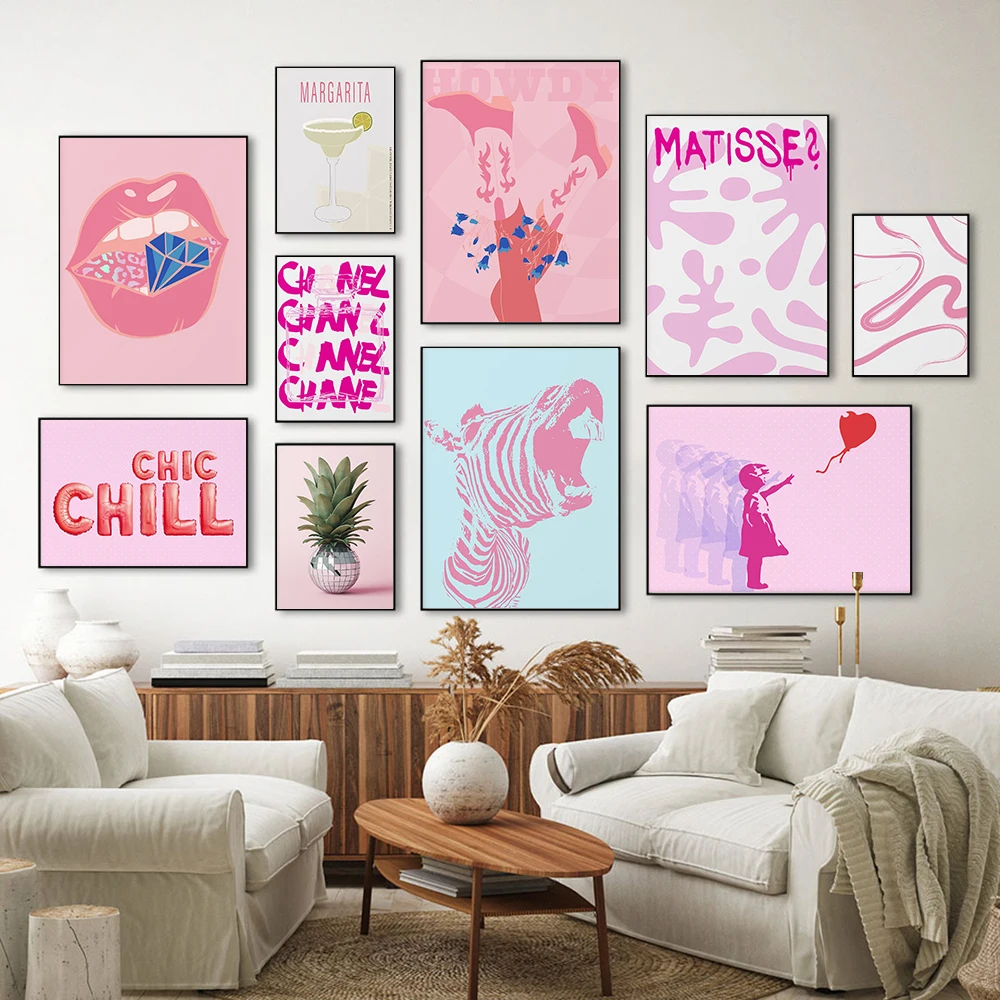 

Preppy Aesthetic Gallery Poster Print Matisse Art Wall Canvas Painting Teenage Girl Room Decor Color Pink Quote Room Home Decor