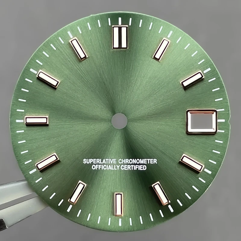 Фото Циферблат NH35 28,5 мм Sunray 62MAS Prospex без логотипа, зеленый светящийся Seiko Mod, запасные части, подходят для циферблата часов NH35N/H36 NH35 №2