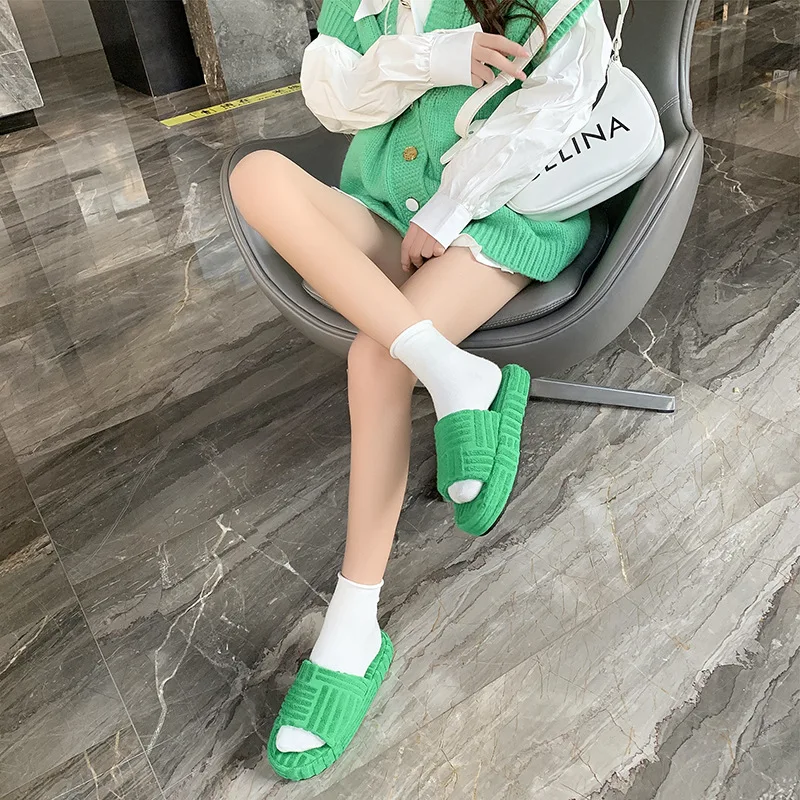 Cotton Slippers Women Shoes Plus Size 2022 New Spring Autumn Fashion Outside Flat Slippers Woman Casual Slippers Dropshipping