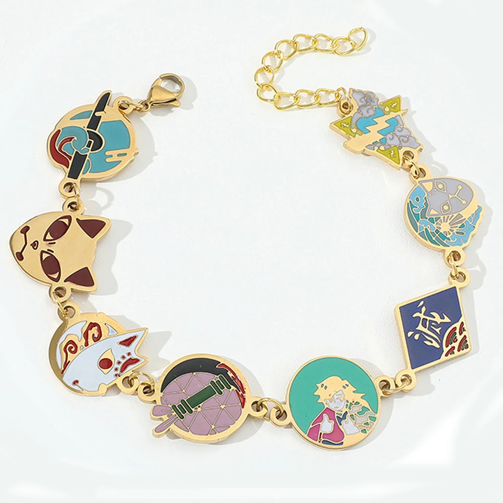 

Anime Demon Slayer Fashion Bracelet for Boys Girls Agatsuma Zenitsu Bracelet Kids Birthday Gifts Trend Stainless Steel Bracelet