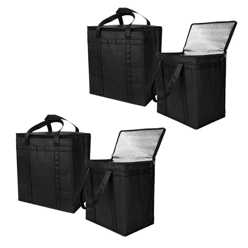 

Hot XD-4 Pack Insulated Reusable Grocery Bag Food Delivery Bag With Dual Zipper