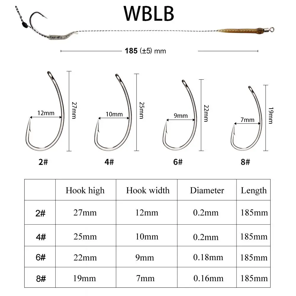 6-8 шт. готовые крючки для ловли карпа 18 5 см 30-60 фунтов 2/4/6/8 #