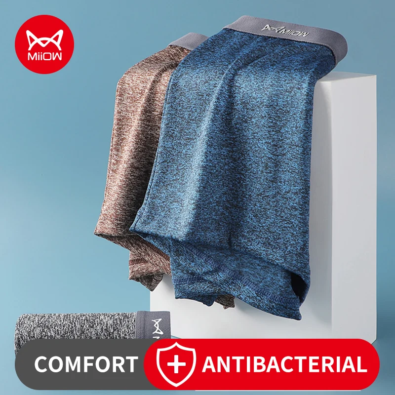 

MiiOW 3Pcs Antibacterial Cotton Gay Sexy Man Underwear Men Boxer Underpants Breathable Men's Panties Bxoers Shorts Hombre