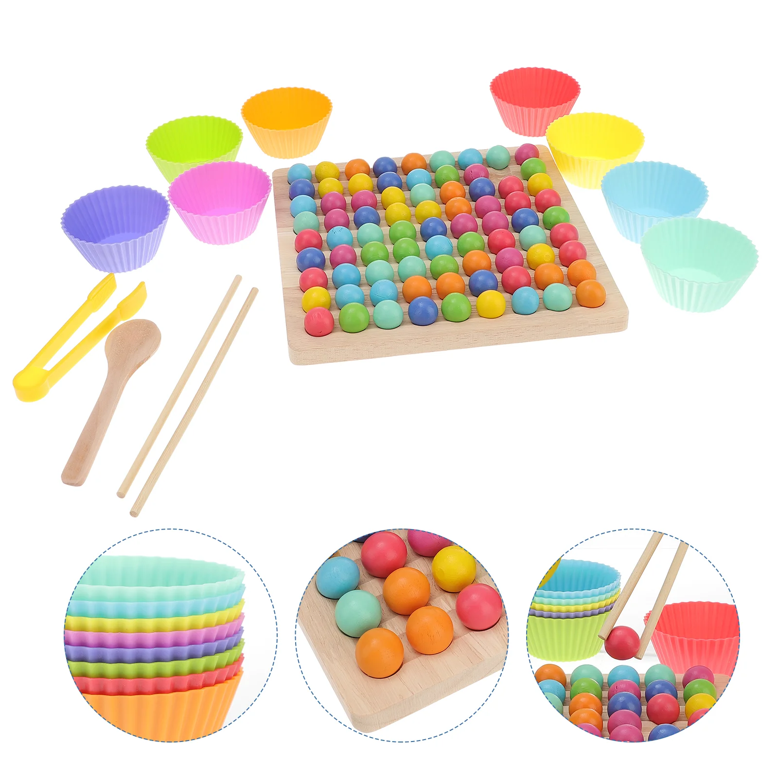 

Wooden Jigsaw Puzzles Color Beads Match Desktop Educational Toy Kids Board Game Sports Funny Toddler