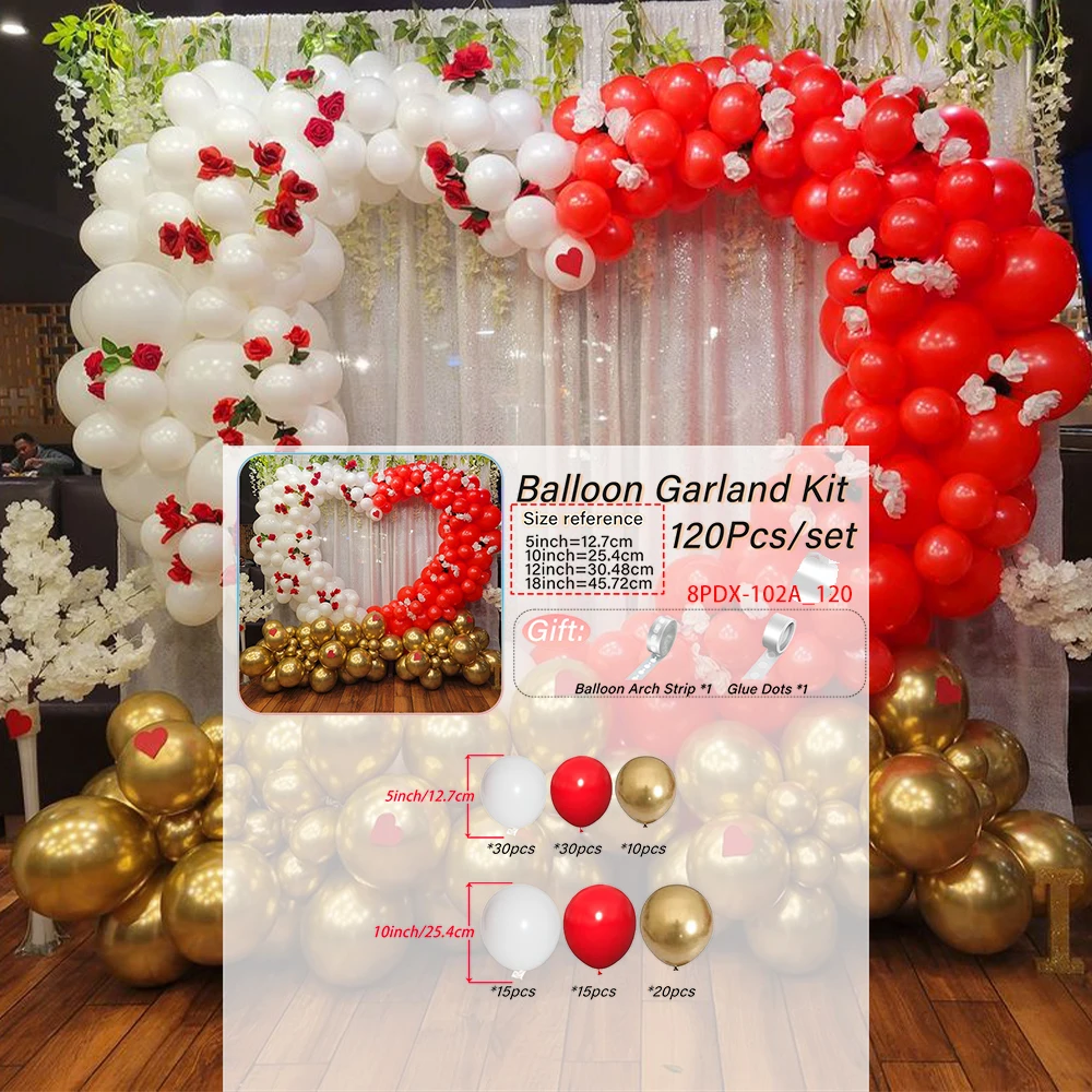 Ассорти Цветов Латексные Шары Красное Белое Золото Для Свадьбы Помолвки Дня