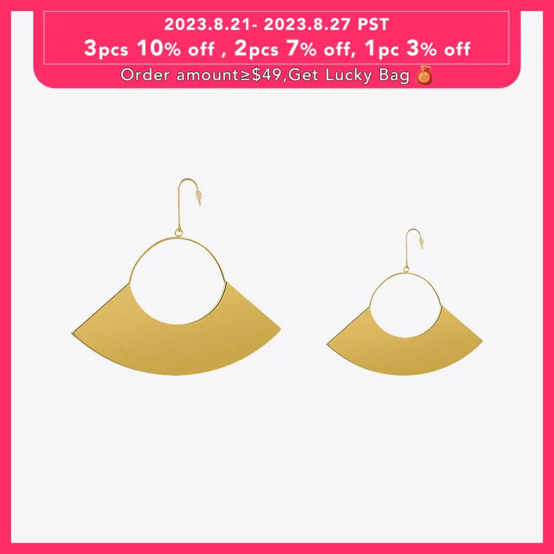 

Enfashion Jewelry Geometric Big Fan Earrings Matte Gold color Stainless steel Long Drop Earrings For Women Earings EB171040