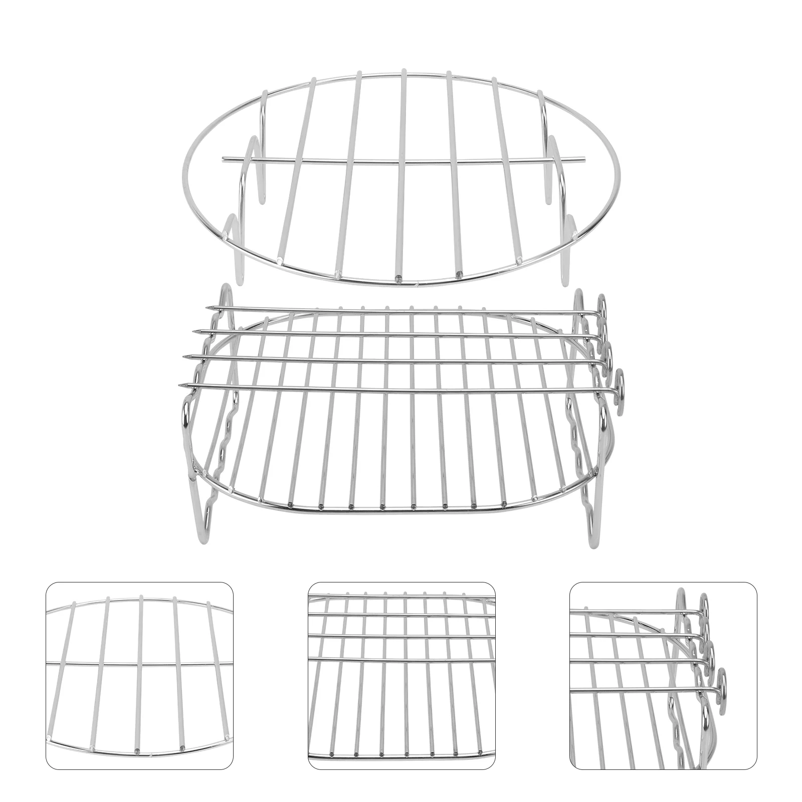 

Rack Air Fryer Skewer Steamer Bbq Stand Double Layer Steaming Round Grilloven Wire Baking Roasting Cooking Cooling Kebab Steam
