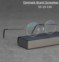 denmark brand pure titanium glasses frame men round screwless ultralight prescription eyeglasses women optical eyewear oculos de