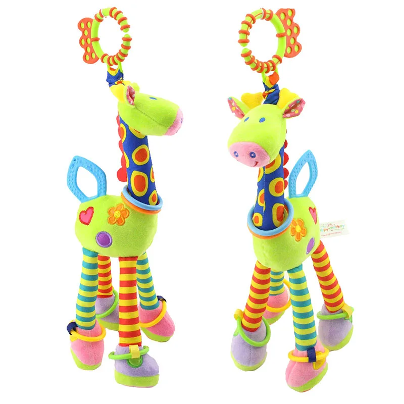 

Soft Giraffe Animal Handbells Rattles Plush Infant Baby Development Handle Toy WIth Teether For 0-12 Months Baby Toy New Arrival