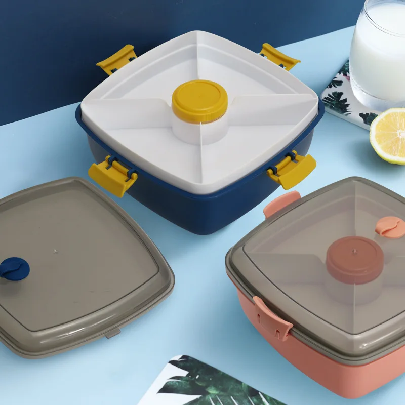 

Plastic Picnic Bento Lunch Box Thickened Square Double Heat-resistant Lunch Crisper Eco Friendly Meal Prep Food Container