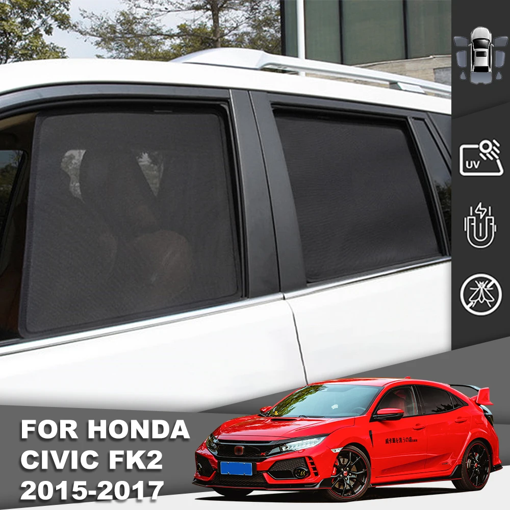 

For Honda CIVIC FK2 Type R 2015 2016 2017 Magnetic Car Sunshade Front Windshield Mesh Curtain Kids Side Window Sun Shade Cover