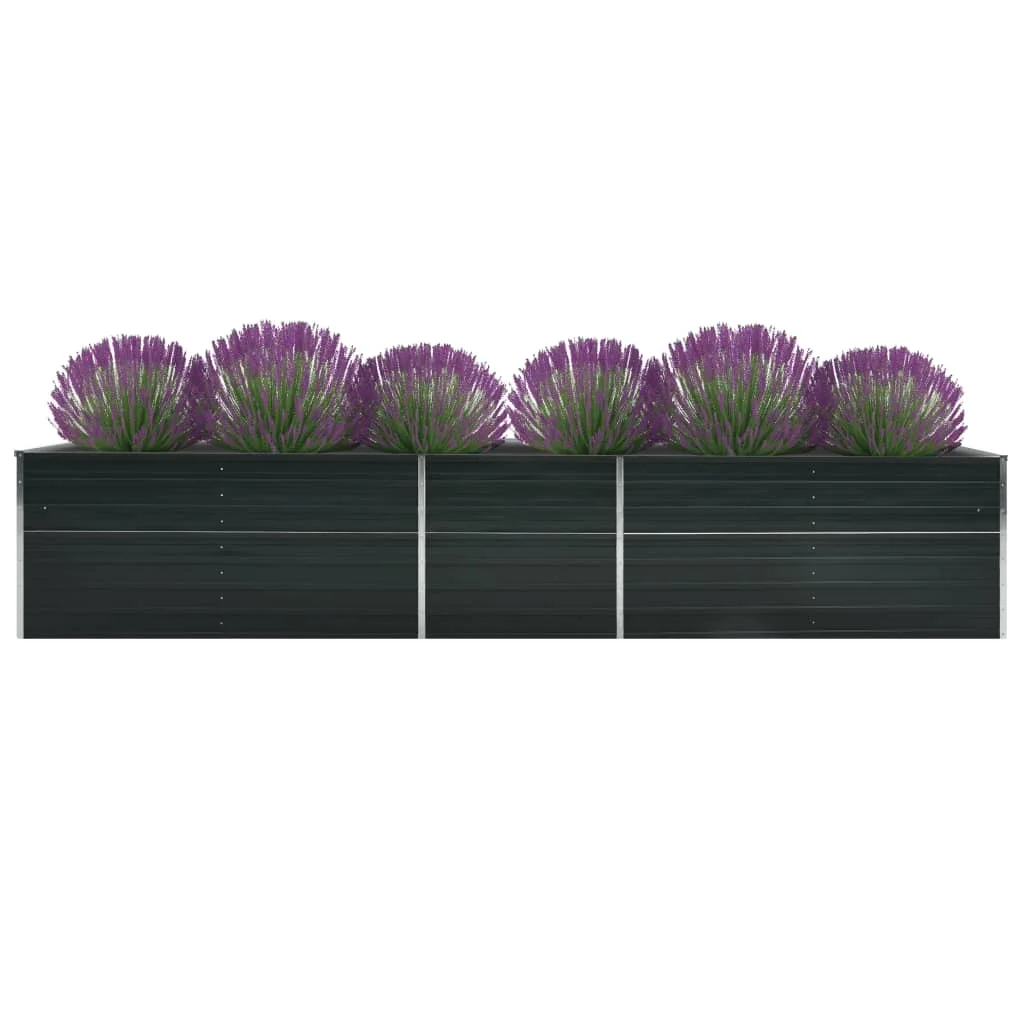 

Garden Planters, Galvanised Steel Patio Plant Pots, Raised Bed, Garden Decoration Anthracite 400x80x77 cm