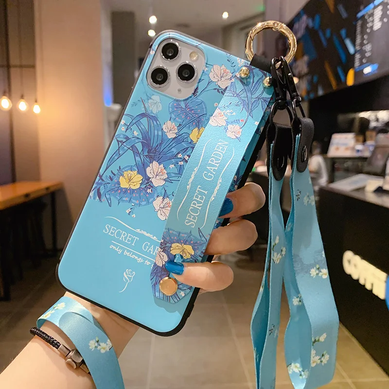 Portable Neck Lanyard Flower Wrist Strap Phone Holder Case for Xiaomi Redmi 9T 10C 9C Note 10 11 Pro 9S 8 7 Mi 11T Poco X3 M3 F3 images - 6