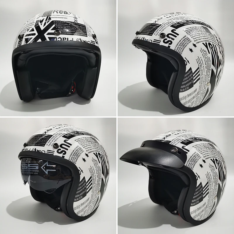 Мотоциклетный шлем с открытым лицом Ретро винтажный скутер Cafe Racer мужской