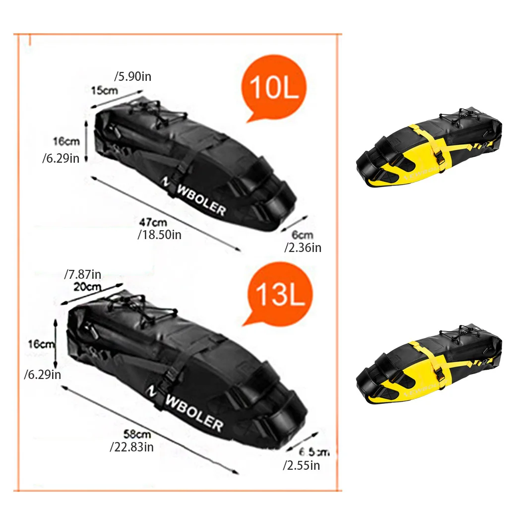 Седельная сумка для велосипеда NEWBOLER из ПВХ цвет черный 13 л