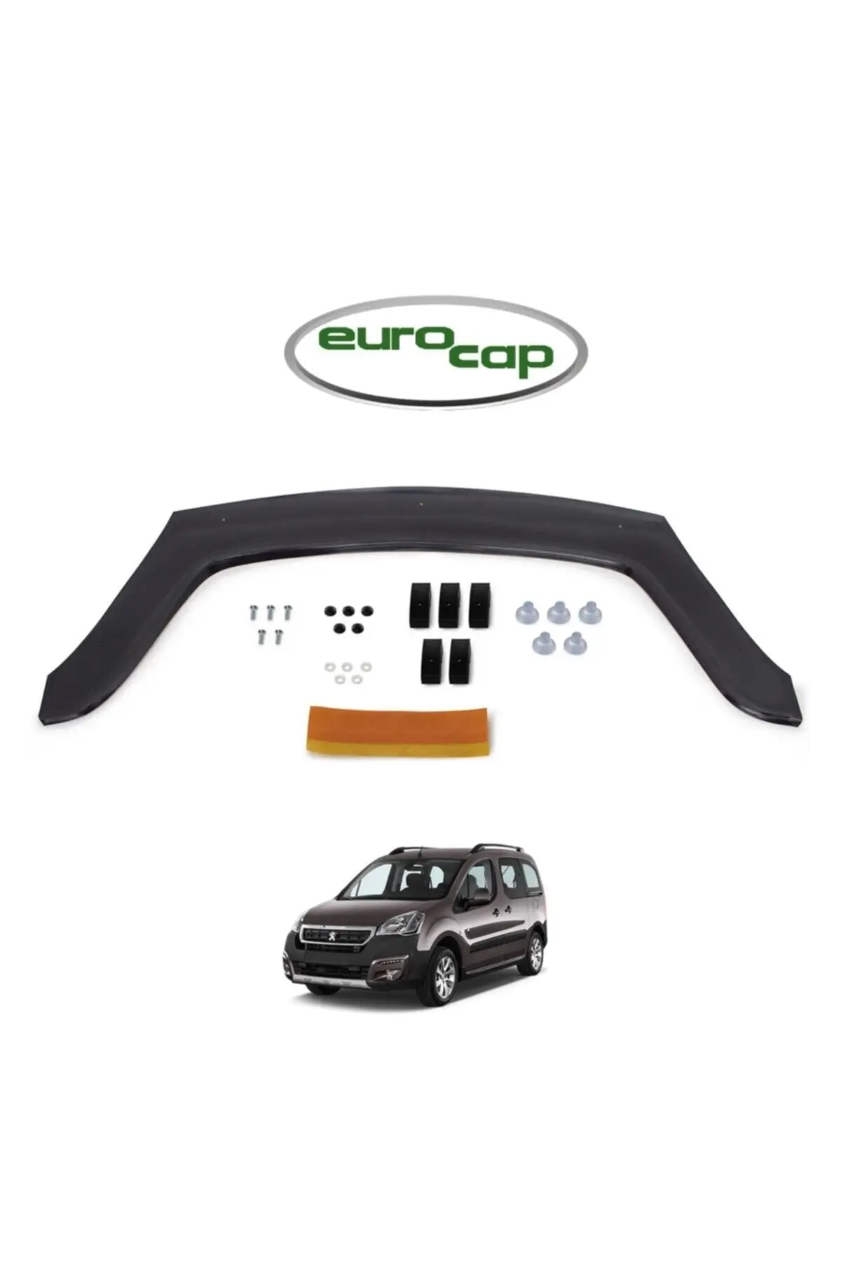 

Peugeot Partner Front Hood Protection Spoiler 3mm Acrylic (abs) Gloss Black Deflector 2015-18