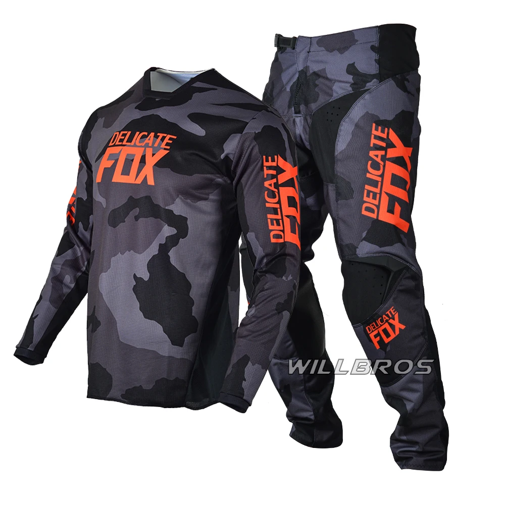 Motocross Jersey and Pants Men's MX ATV Dirtbike Offroad Riding BMX MTB Enduro Downhill Race Camouflage Gear Set