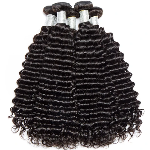 Пучки глубоких волн с кружевной фронтальной частью 13x6, прозрачные кружевные фронтальные части и пучки Глубокие вьющиеся пучки человеческих волос с застежкой спереди