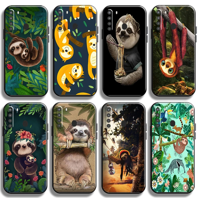 

Cartoon Cute Sloth Animal For Samsung Galaxy A21 A21S Phone Case Full Protection Coque Liquid Silicon Cover Carcasa