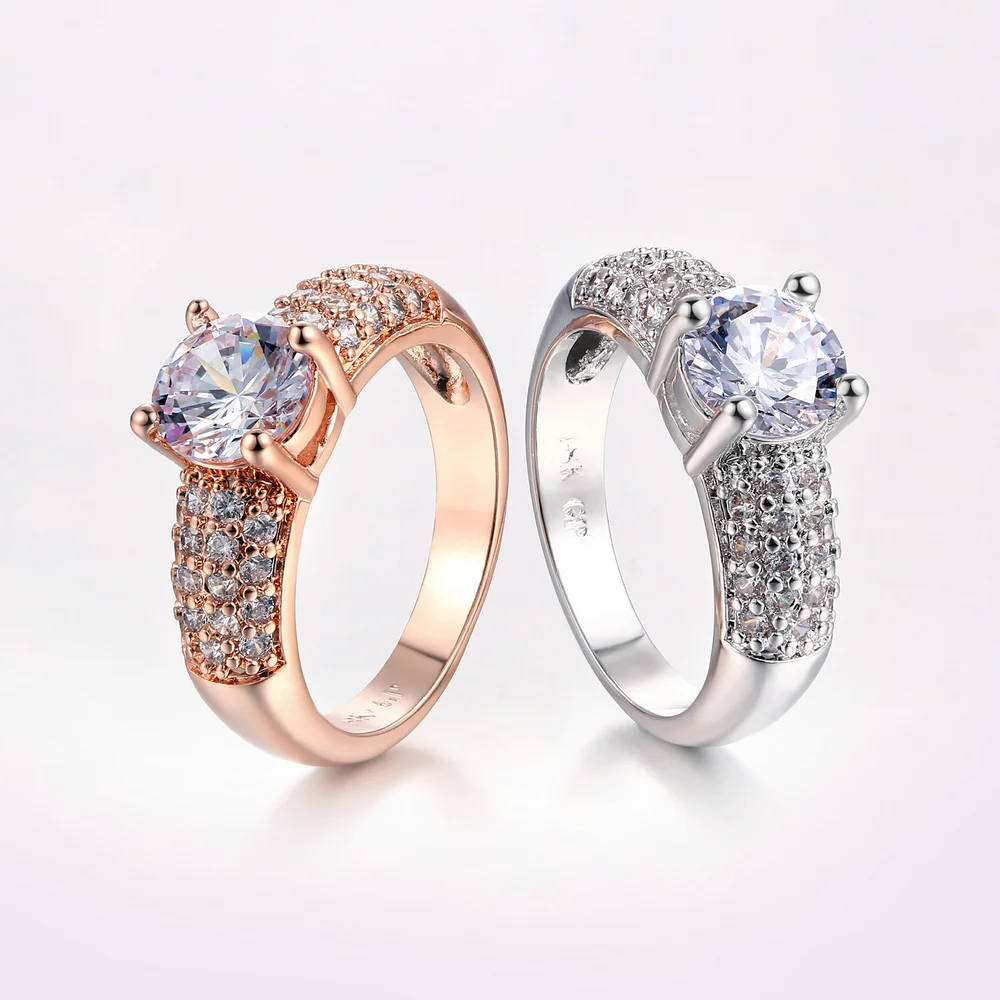 Женское кольцо с кубическим цирконием zhoyang розовое золото модные украшения