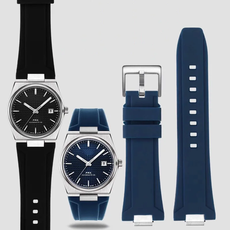 For Tissot 1853 Silicone Watchband T137.407 T137.410 PRX Watch Strap Super Player Rubber Men's 26*12mm Quick disassembly end