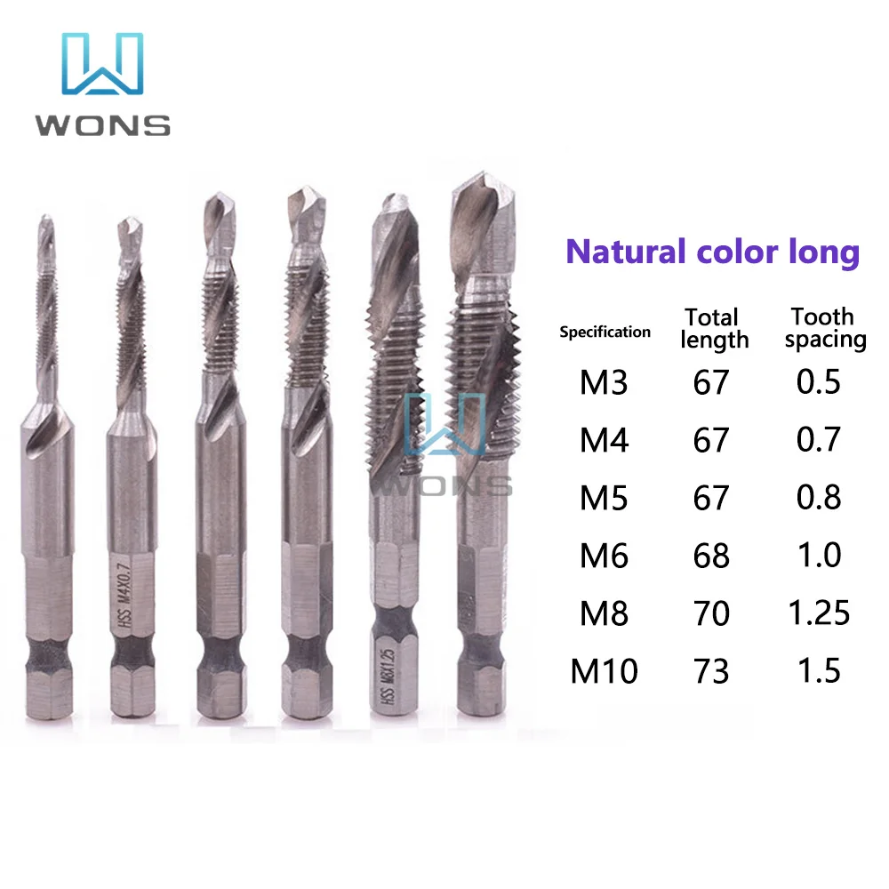 

6pcs 6 in 1 Hex Shank Drill Bit Threaded Blue-coated Tap Drill Bit Hexagonal Shank Cut Tool Composite Wire Tapping Screw Bit Set