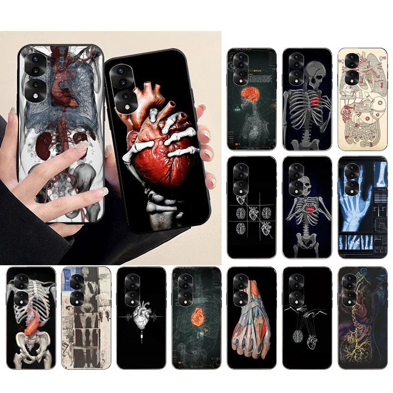 

Human Organs Skeleton Skull Brain Phone Case for Huawei Honor X9 X8 X7 X6 70 50 10X 20 9 8 Lite 8A 8S 8X 9X 9A 9S 7C 10i View 10