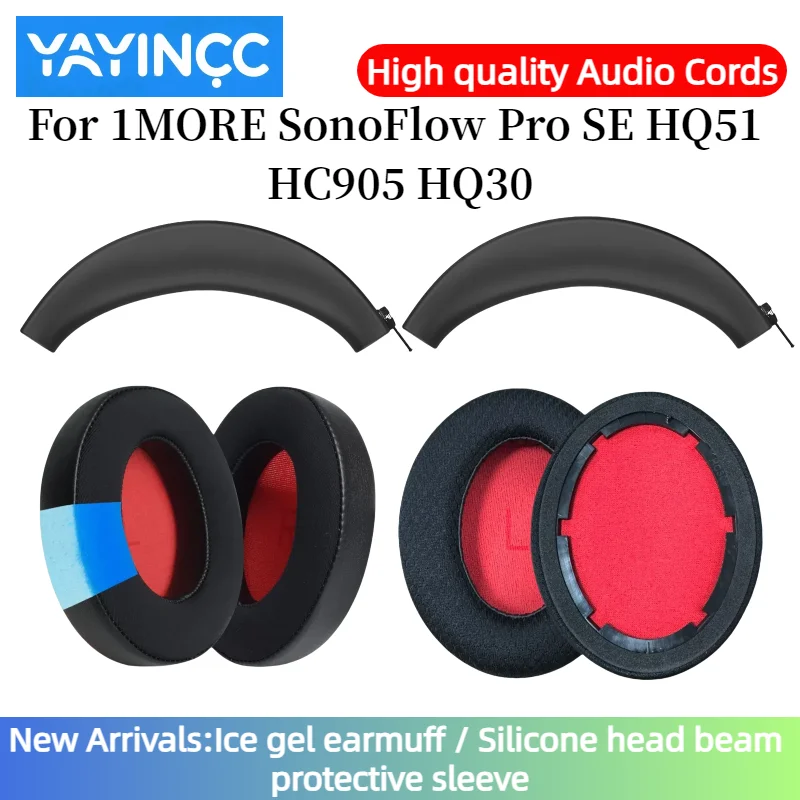 Фото Сменные амбушюры YAYINCC + силиконовый защитный чехол на молнии для гарнитуры 1MORE SonoFlow Pro SE HQ51 HC905 HQ30 №1