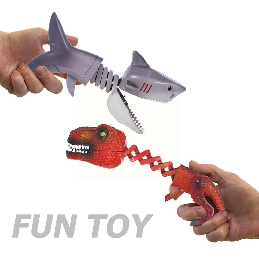 

Funny Spoof Shark Dinosaur Telescopic Spring Clip Parent-child Manipulator Interaction Prank Hand Bite Toys Dinosa A2f7
