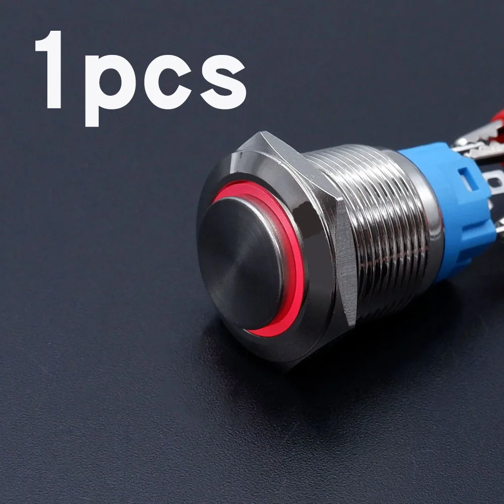 

Металлический кнопочный выключатель 16/19/22 мм красный