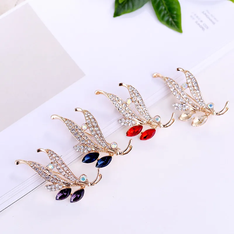 

Crystal Leaf 4 Color Dual-Purpose Fashion Pin Clothing Accessories Corsage