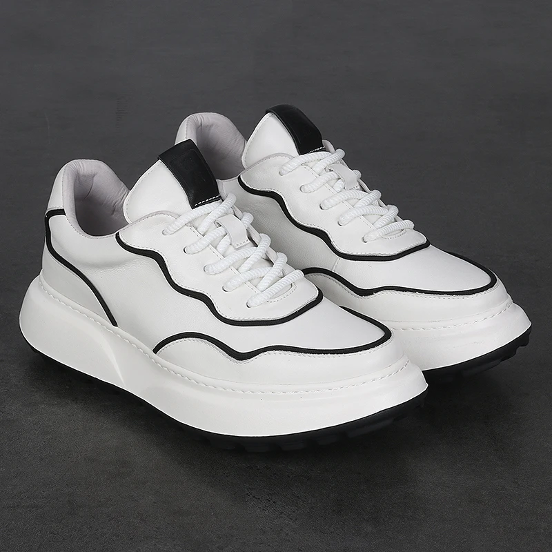 Мужские кожаные туфли толстая подошва Повседневная модная индивидуальная обувь