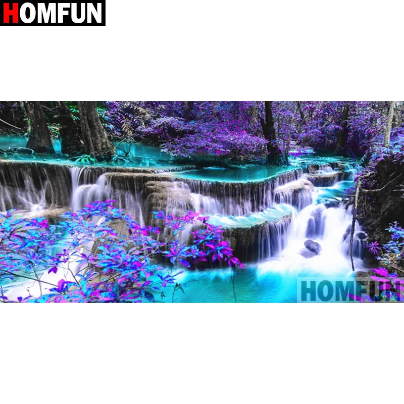 

Алмазная живопись HOMFUN, картина 5D «сделай сам», квадратная/круглая, «пейзаж, водопад, дерево», вышивка крестиком