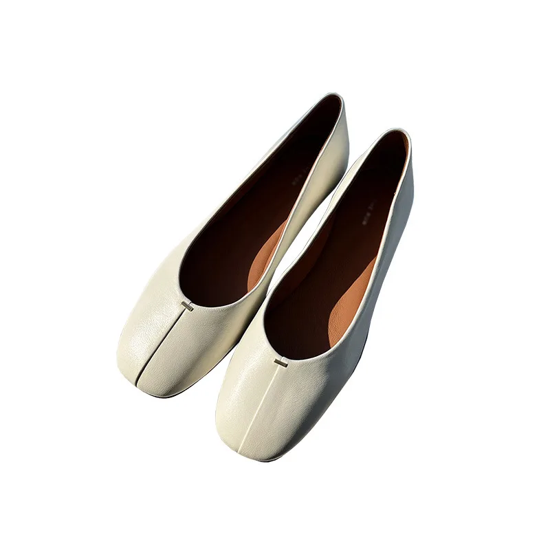 The Women Flat Shoes Row New Soft Sheepskin Ballet Flat Shoes Women's Round Toe Casual Shallow Mount Single Shoes