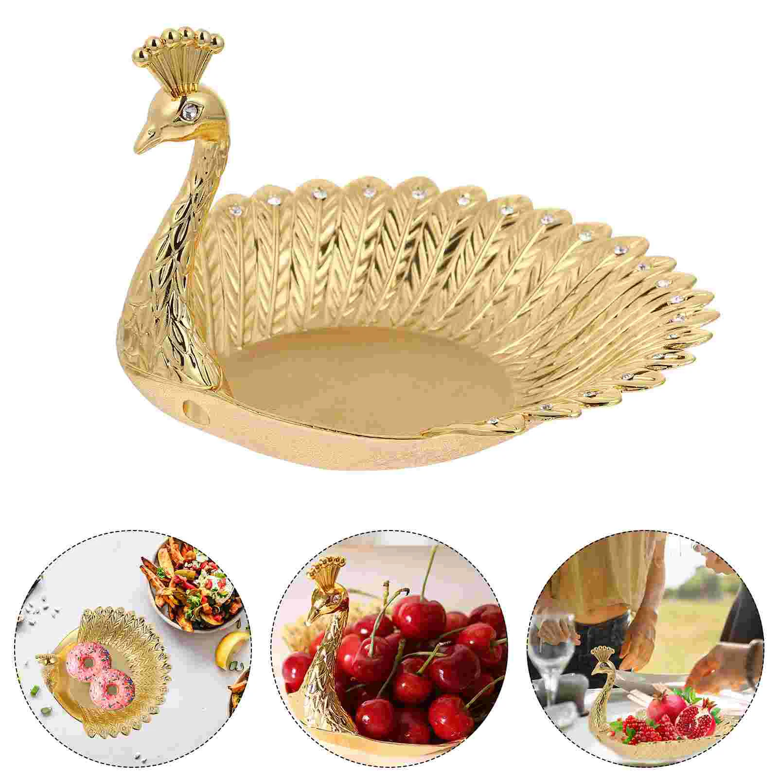 

Ring Trinket Metal Peacock Fruit Bowl Ceramic Serving Tray Home Furnishing Articles