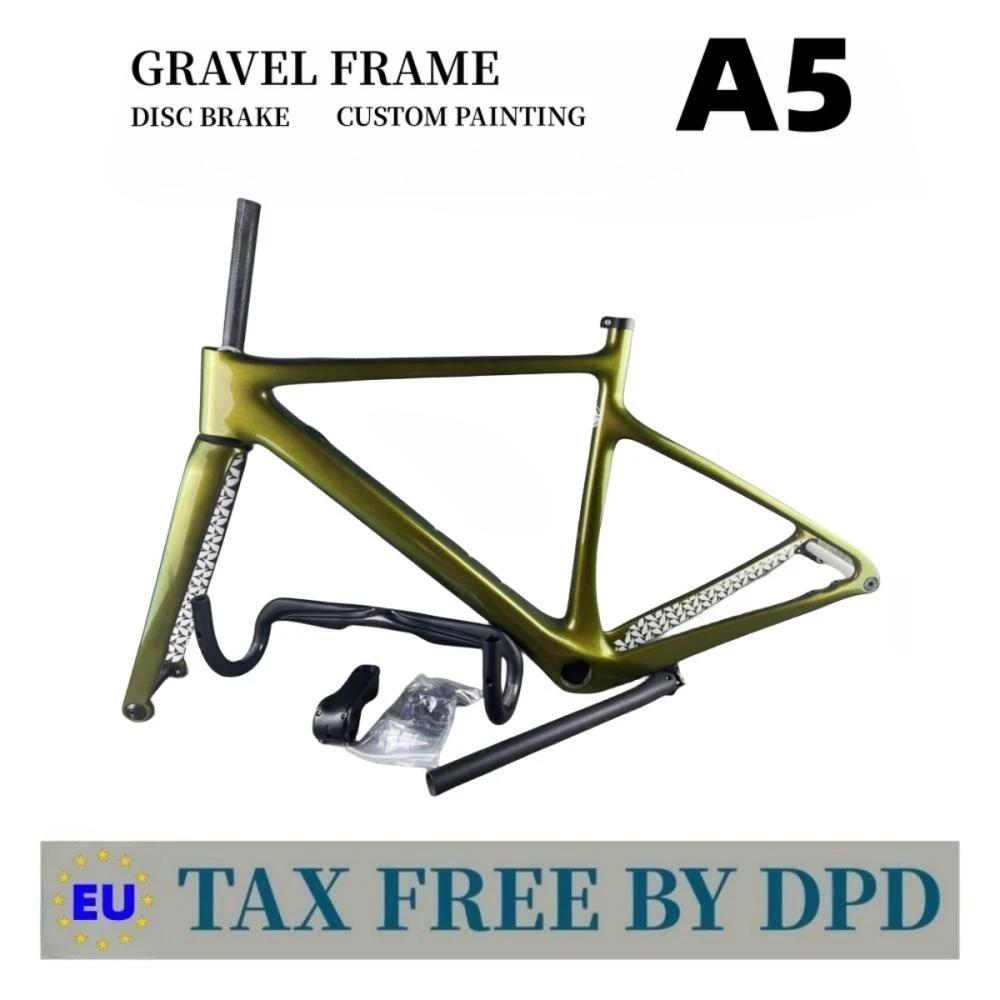 

T1100 A5 Gravel Road Carbon Fiber Frame Speed Bike Frames BBright Disc Brake Racing Bicycle Frameset + Handlebar Custom Logo DPD