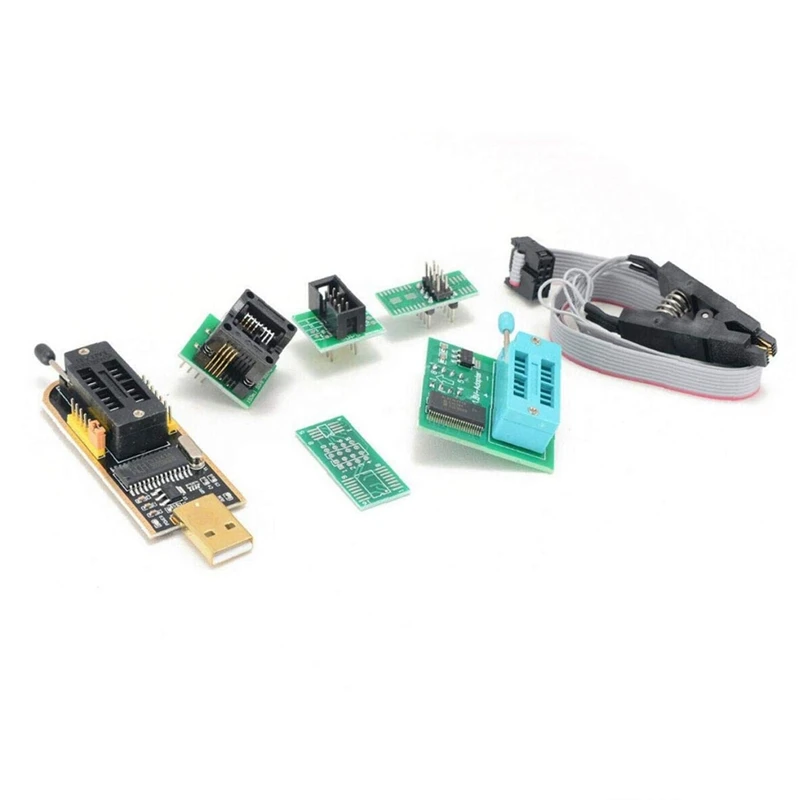 

CH341A BIOS USB Programmer SOP8 DIP8 1.8V Conversion Socket 8-Pin Test Clip Set For Iphone Or Motherboard