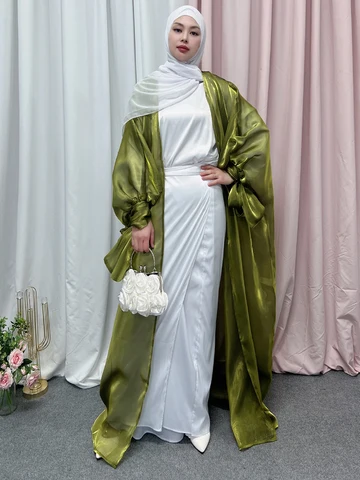 Женская накидка-кимоно, для Рамадана, однотонная, открытая, мусульманская
