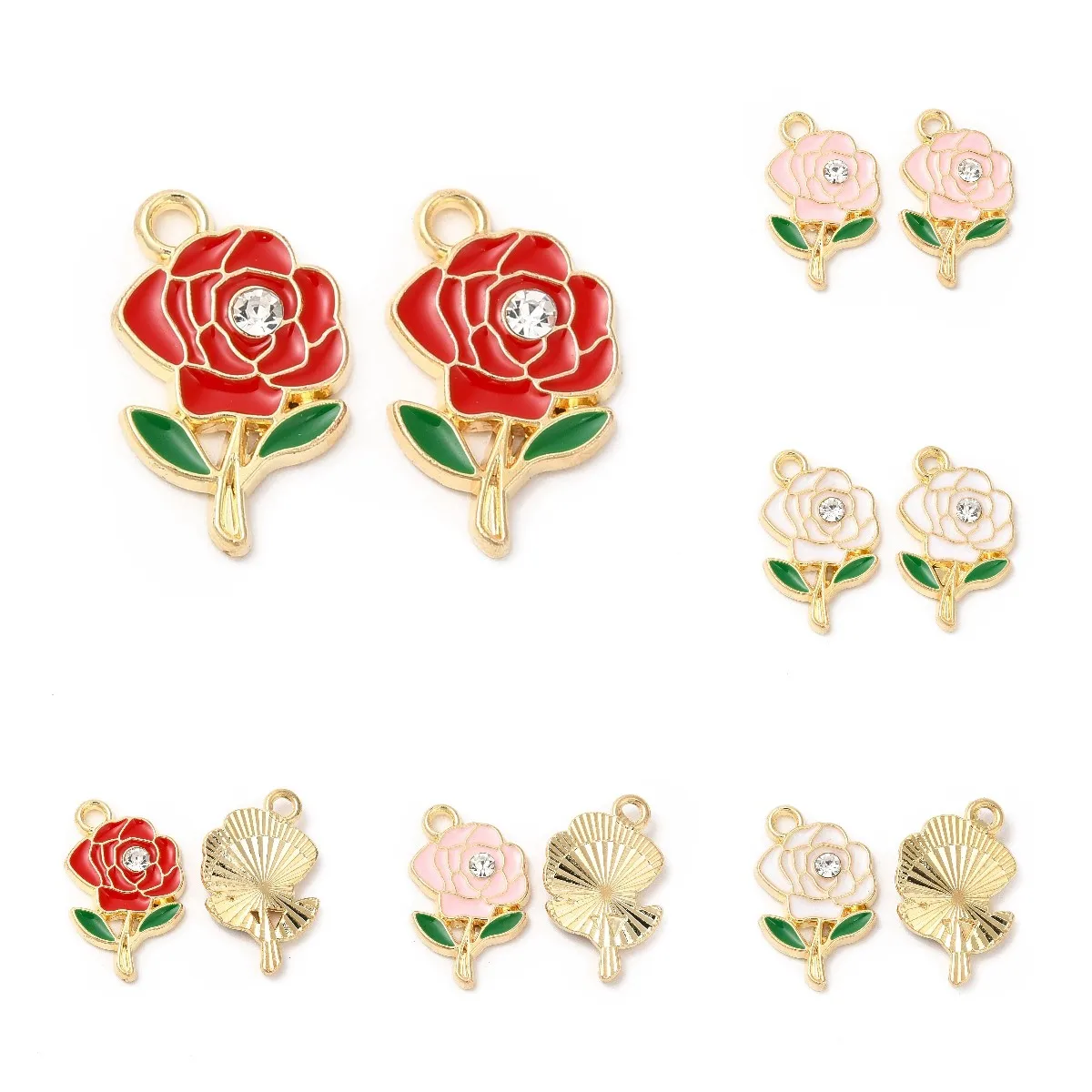 

Pandahall металлические подвески с эмалью из розового сплава с искусственным цветком, подвески для ожерелья, браслета, ювелирных изделий, подарок, 100 шт.