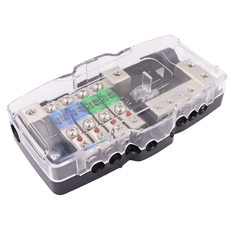 

4 Way Car Audio Distribution BlockStereo Fuses Box Block 30A 60A ANL Blade FuseHolder 0/4GA