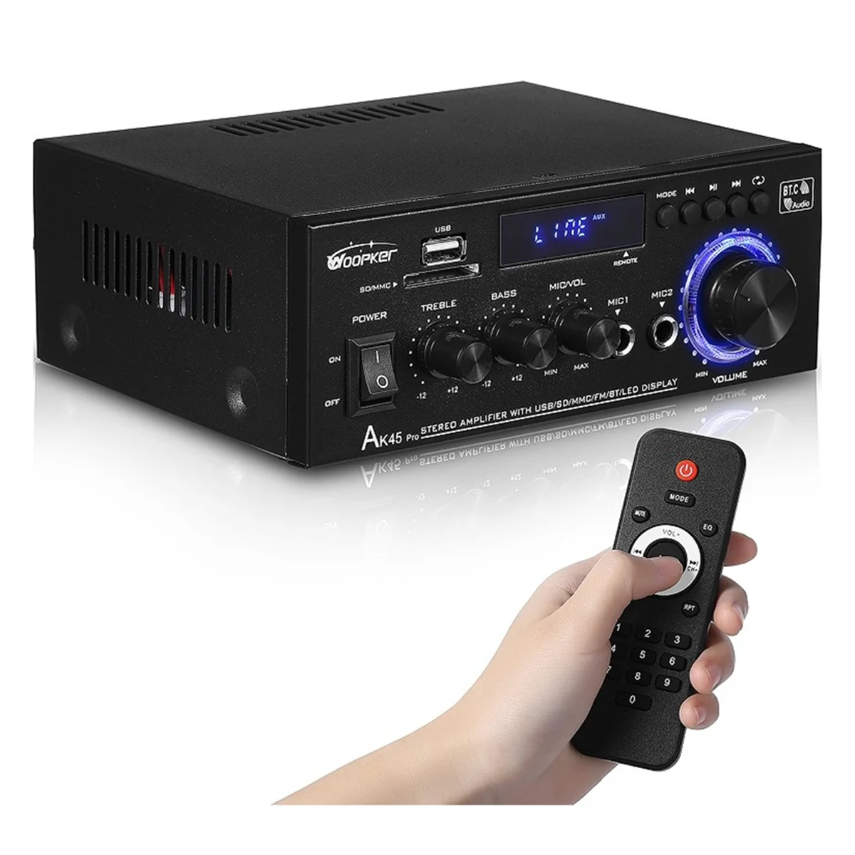 Усилитель звука Ak45 Pro Bluetooth бас-динамик максимальная мощность 820 Вт 90-240 В вход 50 +